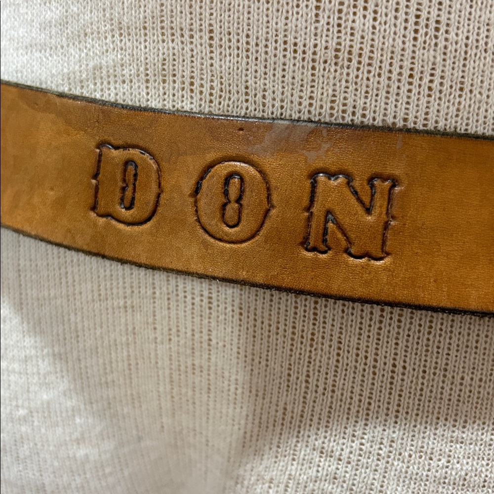 Genuine tooled  leather belt with square dancers and Don on back - Picture 5 of 8